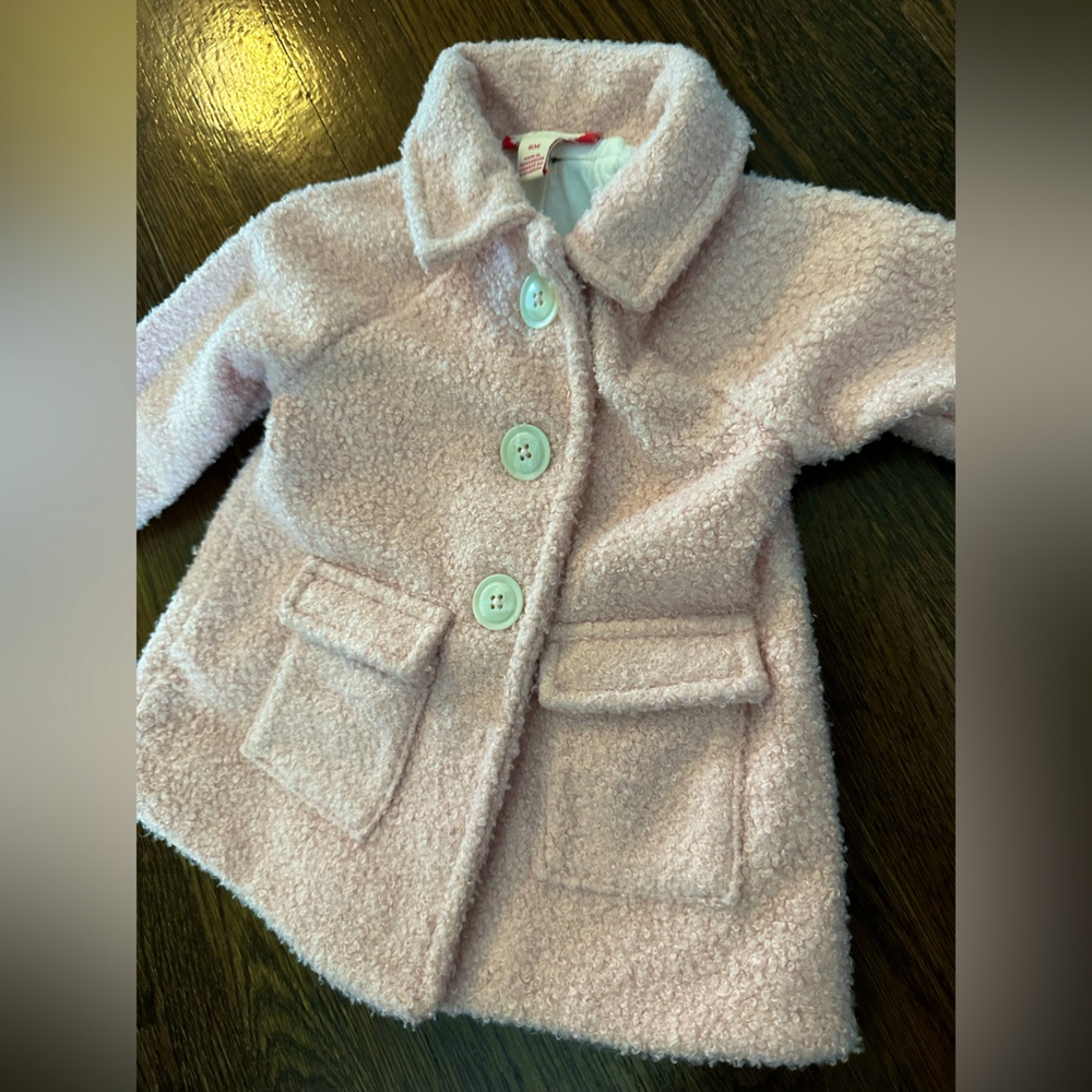 Ruby and Bloom soft pink baby pea coat 6m EUC
